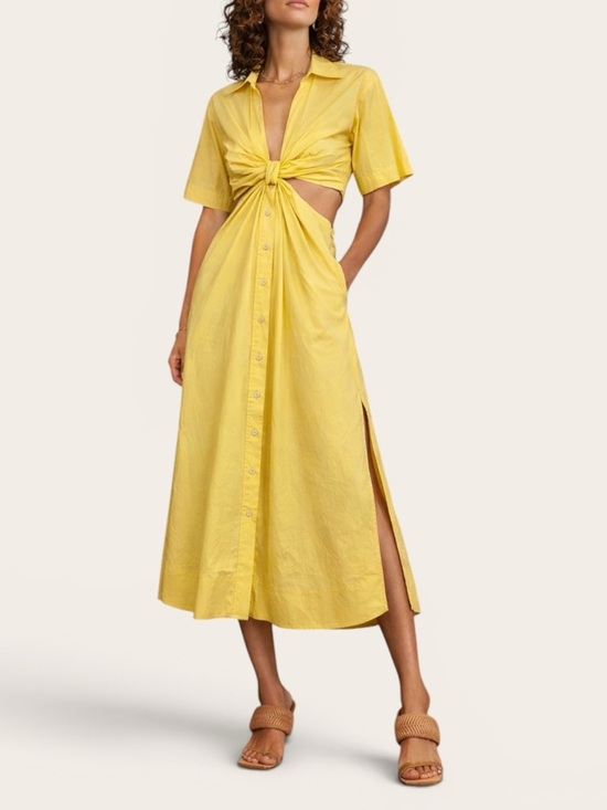A.L.C. Dresses & Skirts - A.L.C. Georgia Yellow Button Twist Shirt Cutout Dress